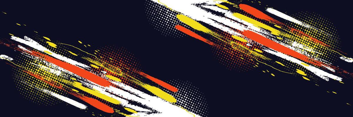 Abstract Sports Background with White, Orange, and Yellow Brush Texture and Halftone Effect. Grunge Background for Banner or Poster Design