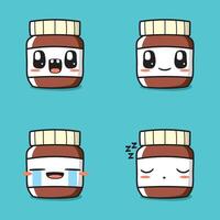 kawaii chocolate jam with various expressions vector