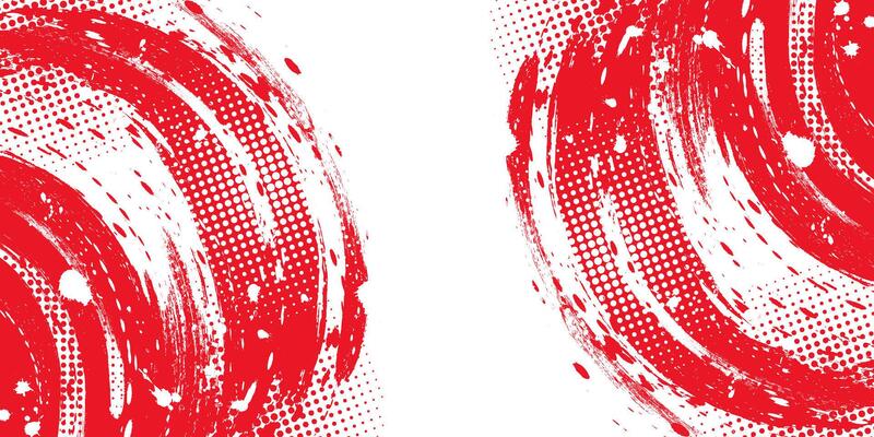 White and Red Grunge Brush Background with Halftone Effect. Retro Grunge Background