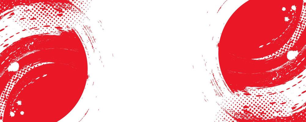 White and Red Grunge Brush Background with Halftone Effect. Retro Grunge Background