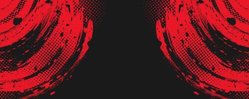 Black and Red Grunge Brush Background with Halftone Effect. Retro Grunge Background vector