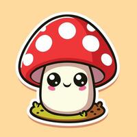 Kawaii Mushroom Sticker Design vector