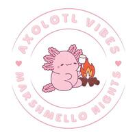 Axolotl Vibes and Marshmello Nights T-Shirt Design vector