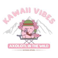 Kawaii Vibes With Axolotl T-Shirt Design vector