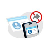 do not share identity card on internet concept illustration flat design. simple modern graphic element for infographic vector