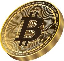 Golden Bitcoin illustration 3D isolated view vector