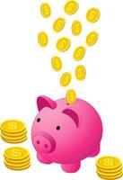 Piggy Bank for saving money with gold coin illustration vector