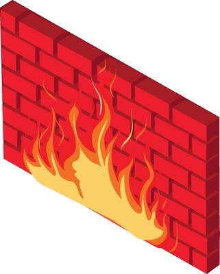 Firewall isolated illustration for Computer Virus Prevention