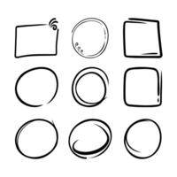 collection frames, hand drawn ink elements on white background vector