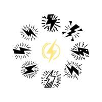 Hand drawn doodle electric lightning symbol sketch. thunder icon vector