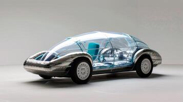 Futuristic Transparent Electric Car on Minimalist Background photo