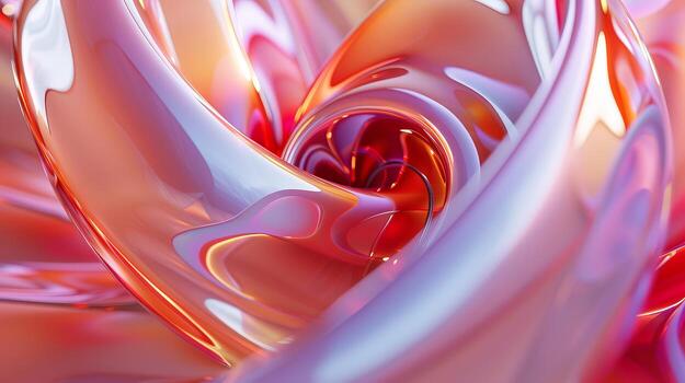 Abstract Liquid Art. Surreal Metallic Shapes with Swirling Reflections and Lustrous Colors photo