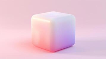 Abstract Gradient Pastel Cube on Pink Background photo