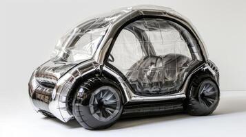 Futuristic Inflatable Car Concept Against Minimalist Background photo