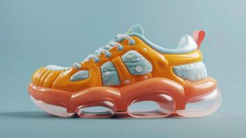 Colorful Futuristic Sneaker with Air Bubble Soles photo