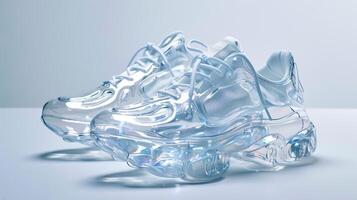 Transparent Futuristic Sneakers on Minimalist Background photo