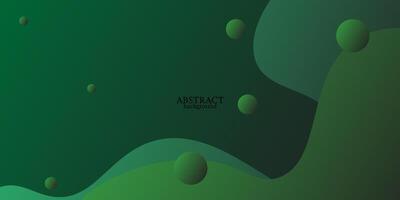 Paper cut dark green abstract background with liquid black gradient colors in the background. Geometric wavy shape pattern. vector