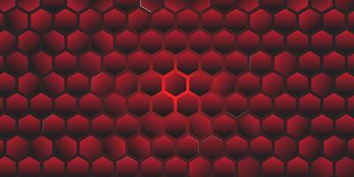 Abstract red gradient background. Hexagonal structure shape. Hexagonal banner design. Dark red design. Eps10 vector