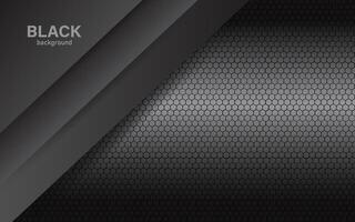 Abstract black navy silver background overlapping shadows with hexagon mesh pattern modern futuristic technology illustration, eps 10. vector