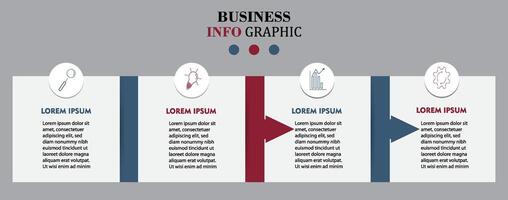 Business Infographic design template with icons and 4 four options or steps. Can be used for process diagrams, presentations, workflow layouts, banners, flowcharts, eps 10 vector