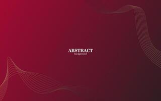 Abstract red banner template. minimal gold wavy lines background with text for social media cover, Eps 10. vector