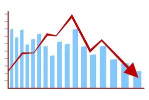 Red arrow graph going down vector
