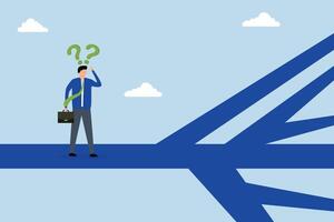 Business direction, businessman who thinks in several ways to make decision. vector