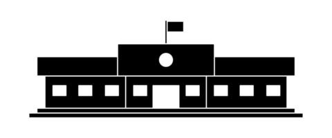 silhouette illustration of school building, university symbol. simple design isolated on outih background vector