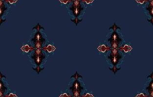 Seamless paisley pattern original ethnic style navy blue background Abstract Aztec design for texture, fabric, clothing, wrapping, decoration. vector