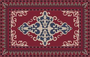 red vintage patterned carpet and carpet surface ethnic patterns vector