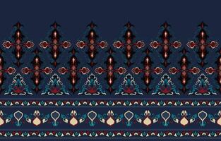 Seamless paisley pattern original ethnic style navy blue background Abstract Aztec design for texture, fabric, clothing, wrapping, decoration. vector