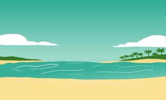 tropical beach with palm trees and water vector