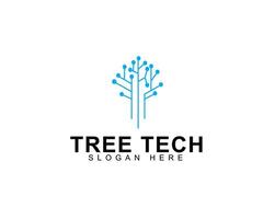 Tree tech logo icon flat design template, tree geometric illustration vector