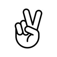 Peace hand gesture line icon. Sign of victory. vector