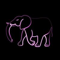 Elephant with neon effect. vector