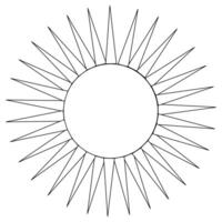 A fun coloring page with a sunburst design featuring elongated pointed triangle rays. Perfect for kids to enjoy a healthy and creative activity. vector