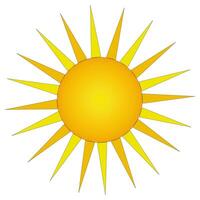 A vibrant illustration of a summer sun with golden rays in the shape of elongated pointed triangles, perfect for seasonal designs and summer themes. vector