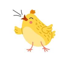 Adorable chick cartoon character tweeting on farm vector