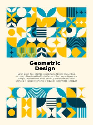 Modern geometric abstract Bauhaus pattern poster