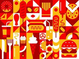 Fast food abstract modern geometric pattern mosaic vector