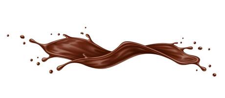 Realistic liquid chocolate splash, cocoa cascading vector