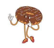 Cartoon donut groovy character flirting in heels vector