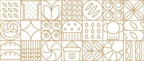 Abstract bakery and bread line geometric pattern vector