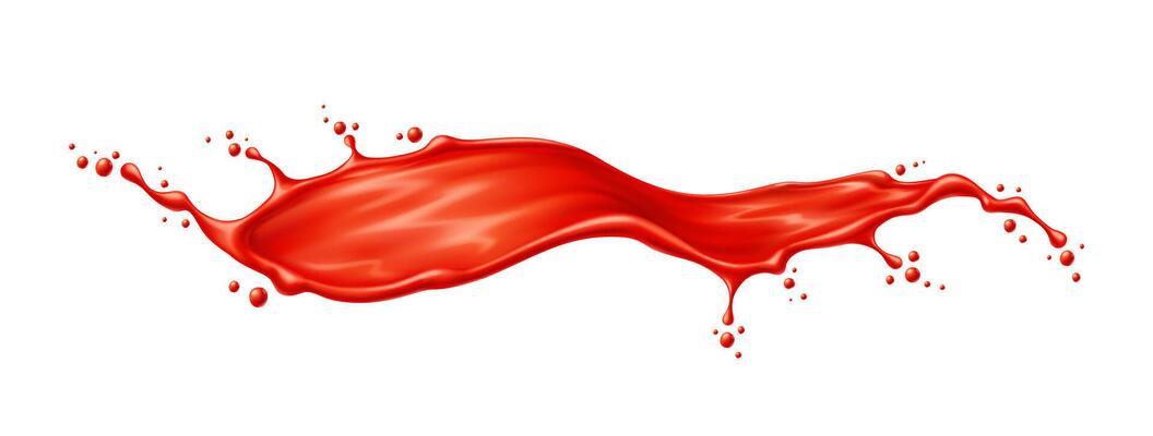 Red long wave of tomato juice or ketchup splash