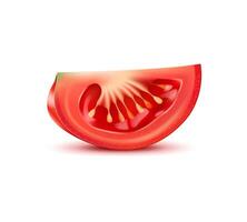 Raw realistic red ripe 3d tomato slice vector
