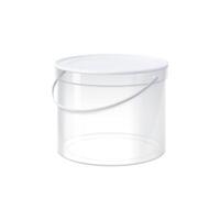 Realistic plastic bucket with handle and lid vector