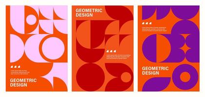 Modern geometric posters with Bauhaus patterns vector