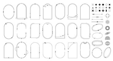 Minimal line figures, frames and borders, stars vector