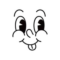 Cartoon funny groovy face with sticking tongue vector