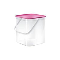 Realistic plastic bucket, container, square bin vector